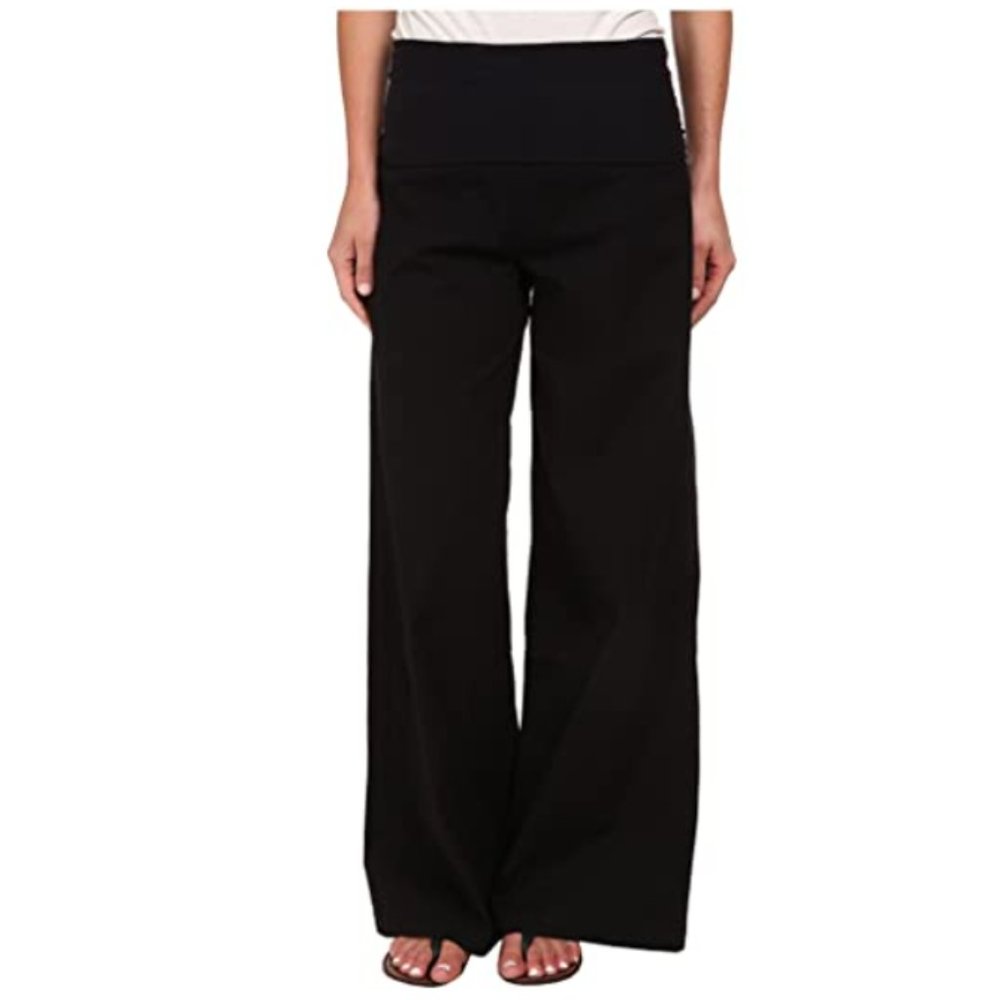 KC black gauze fold over waist swim pants M